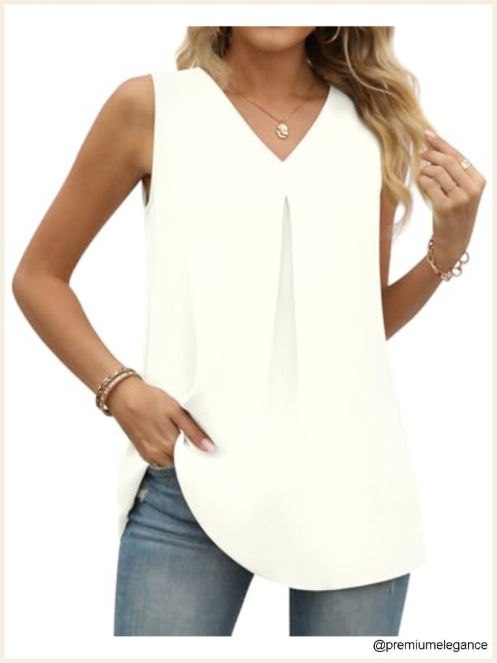 Chiffon Sleeveless V-Neck Tunic Tank Top Women Dressy Casual Blouse